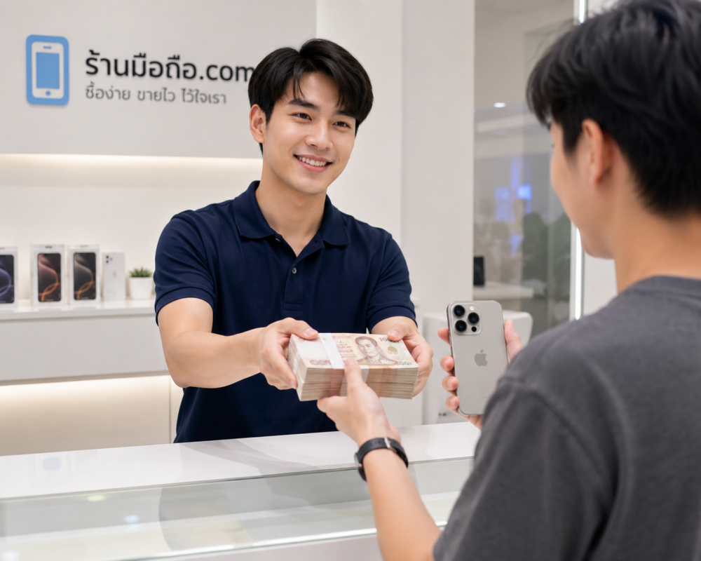 บรรยากาศภายในร้านรับซื้อ iPhone สะอาดและน่าเชื่อถือ ร้านมือถือ.com รับซื้อ iPhone 15 Pro