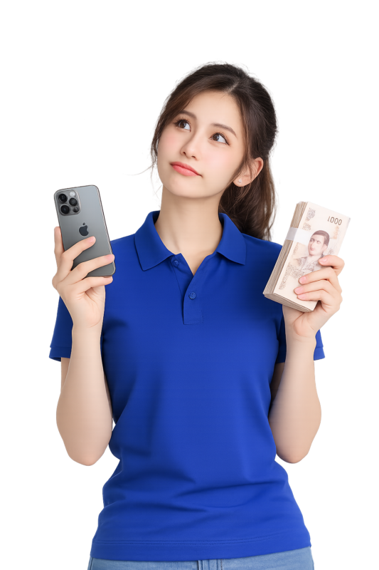 พนักงานกำลังเช็กระบบการใช้งาน iPhone 16 พร้อมให้ข้อมูลลูกค้าในร้านมือถือ