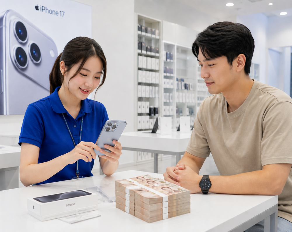 ลูกค้านำ iPhone 17 มาขายหน้าร้าน ร้านมือถือ.com รับซื้อ iPhone 17 ราคาสูง